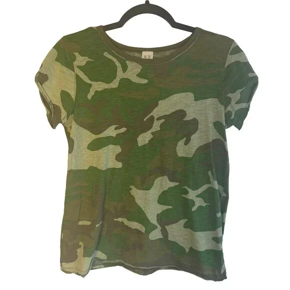 Free People We the Free Camo Clare Super Soft Tee Women's Size Medium - Picture 1 of 8